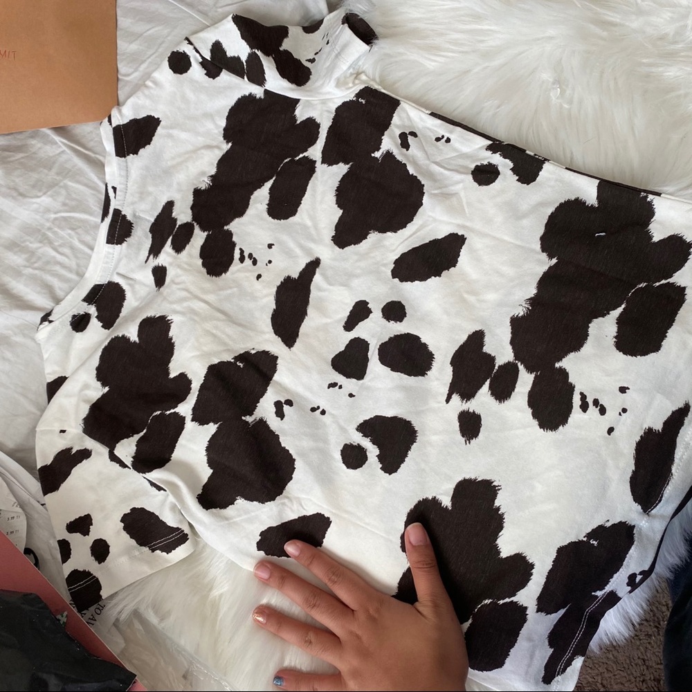 Bershka cow print crop top baby tee shirt - Picture 7 of 7